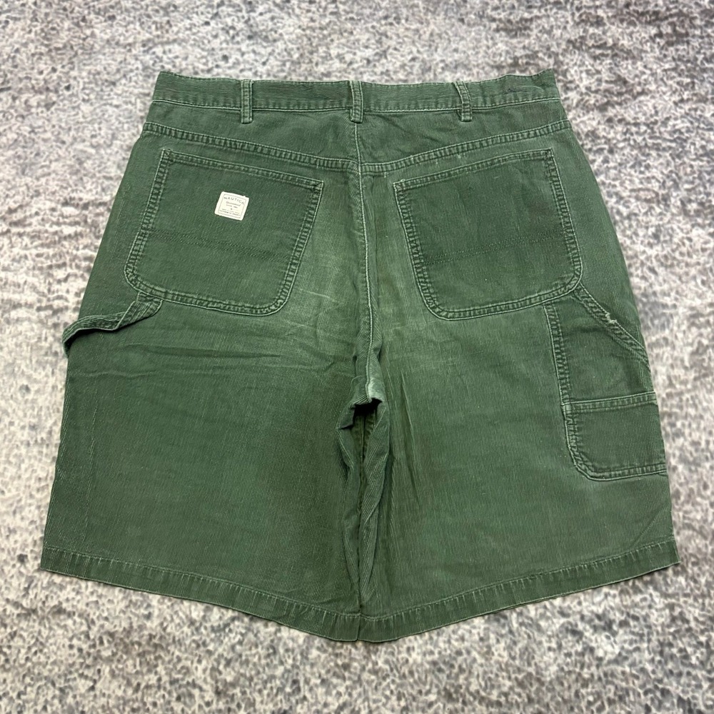 VTG 90s Nautica Carpenter Shorts Corduroy Mens 34 Green Utility Skater Baggy